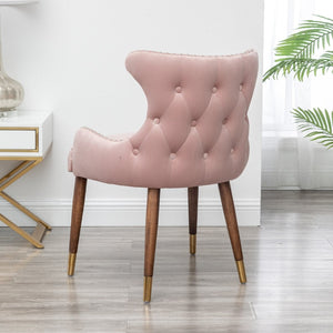 English Elm Lindale Velvet Button Tufted Accent Chair with Nailhead Trim and Gold Tipped Legs T2574P164506