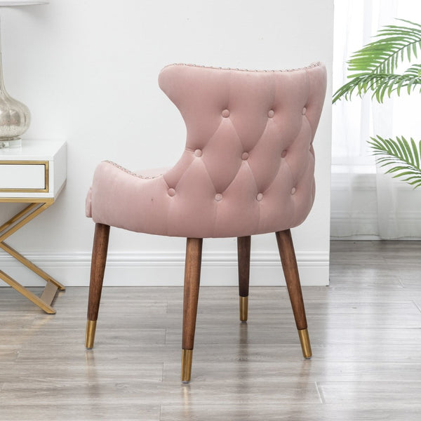 English Elm Lindale Velvet Button Tufted Accent Chair with Nailhead Trim and Gold Tipped Legs T2574P164506