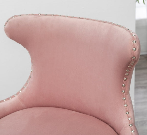 English Elm Lindale Velvet Button Tufted Accent Chair with Nailhead Trim and Gold Tipped Legs T2574P164506