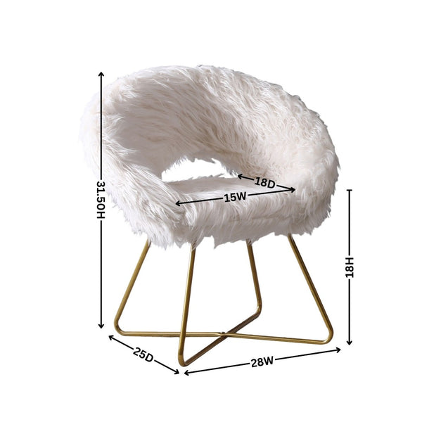English Elm Slatina Plush Faux Fur Barrel Chair with Gold Sled Base for Bedroom or Living Room T2574P164507
