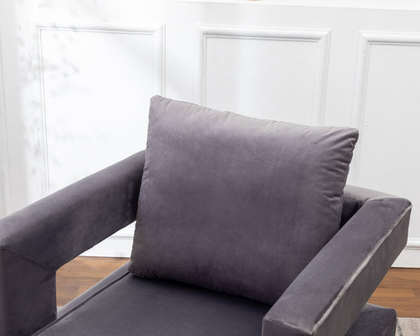 English Elm Lenola Velvet Accent Arm Chair with Gold Tube Frame and Sculptural Track Arms T2574P164511