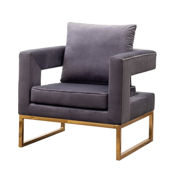 English Elm Lenola Velvet Accent Arm Chair with Gold Tube Frame and Sculptural Track Arms T2574P164511