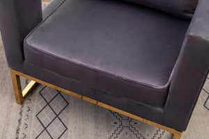 English Elm Lenola Velvet Accent Arm Chair with Gold Tube Frame and Sculptural Track Arms T2574P164511