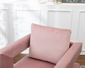 English Elm Lenola Velvet Accent Armchair with Gold Metal Frame for Bedroom or Living Room T2574P164512