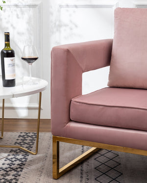 English Elm Lenola Velvet Accent Armchair with Gold Metal Frame for Bedroom or Living Room T2574P164512