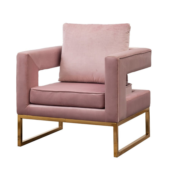 English Elm Lenola Velvet Accent Armchair with Gold Metal Frame for Bedroom or Living Room T2574P164512