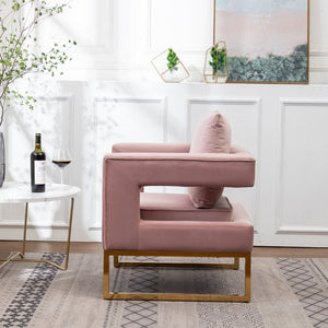 English Elm Lenola Velvet Accent Armchair with Gold Metal Frame for Bedroom or Living Room T2574P164512
