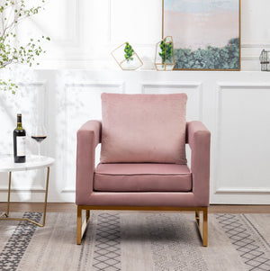 English Elm Lenola Velvet Accent Armchair with Gold Metal Frame for Bedroom or Living Room T2574P164512