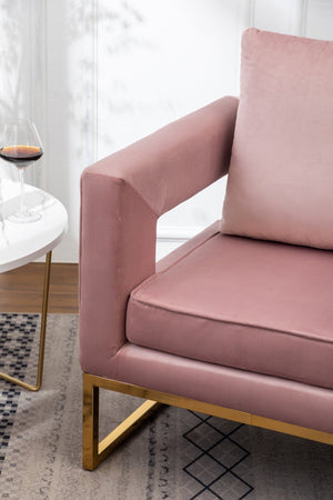 English Elm Lenola Velvet Accent Armchair with Gold Metal Frame for Bedroom or Living Room T2574P164512