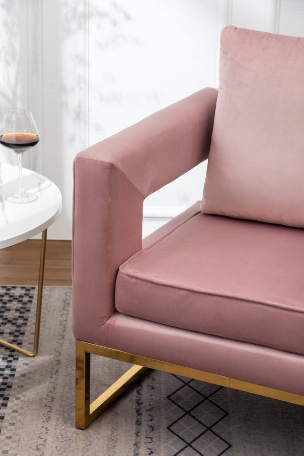 English Elm Lenola Velvet Accent Armchair with Gold Metal Frame for Bedroom or Living Room T2574P164512