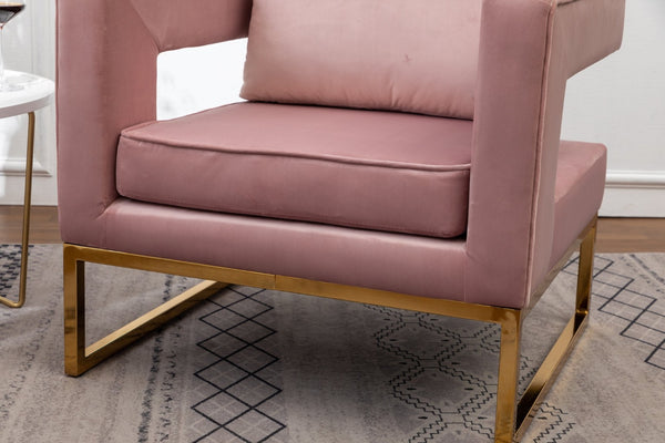 English Elm Lenola Velvet Accent Armchair with Gold Metal Frame for Bedroom or Living Room T2574P164512