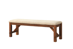 English Elm Karven Upholstered Farmhouse Bench Solid Rubberwood Legs Foam Padded Tan Seat T2574P164516