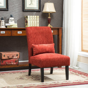 English Elm Pisano Chenille Armless Accent Chair with Graffiti Weave and Espresso Wood Legs Red T2574P164517