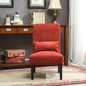 English Elm Pisano Chenille Armless Accent Chair with Graffiti Weave and Espresso Wood Legs Red T2574P164517