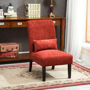 English Elm Pisano Chenille Armless Accent Chair with Graffiti Weave and Espresso Wood Legs Red T2574P164517
