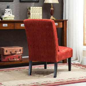 English Elm Pisano Chenille Armless Accent Chair with Graffiti Weave and Espresso Wood Legs Red T2574P164517