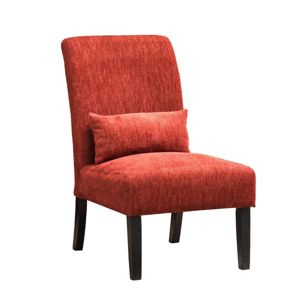 English Elm Pisano Chenille Armless Accent Chair with Graffiti Weave and Espresso Wood Legs Red T2574P164517