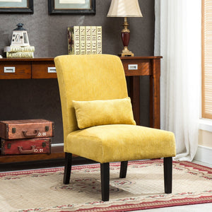 English Elm Pisano Chenille Armless Accent Chair with Graffiti Weave and Espresso Wood Legs Yellow T2574P164518