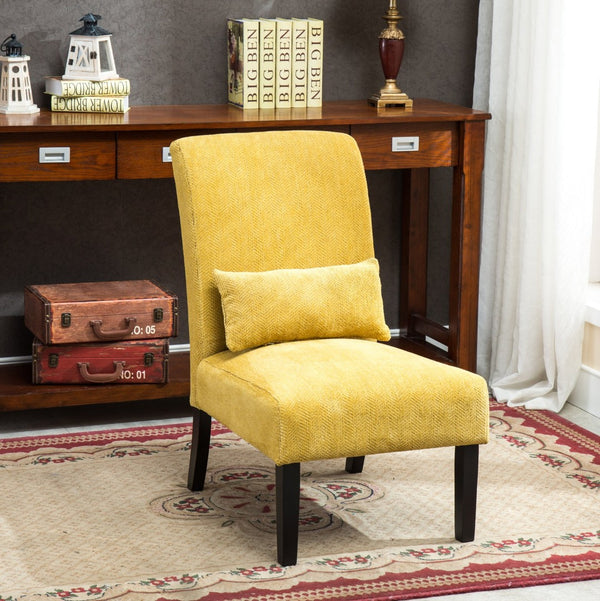 English Elm Pisano Chenille Armless Accent Chair with Graffiti Weave and Espresso Wood Legs Yellow T2574P164518