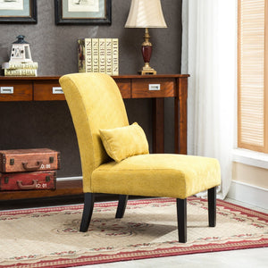 English Elm Pisano Chenille Armless Accent Chair with Graffiti Weave and Espresso Wood Legs Yellow T2574P164518