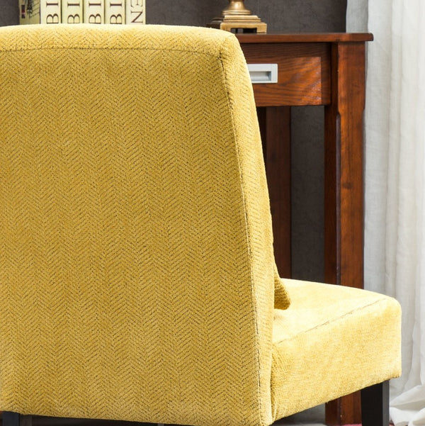 English Elm Pisano Chenille Armless Accent Chair with Graffiti Weave and Espresso Wood Legs Yellow T2574P164518