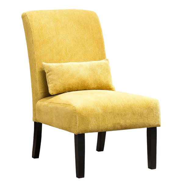 English Elm Pisano Chenille Armless Accent Chair with Graffiti Weave and Espresso Wood Legs Yellow T2574P164518