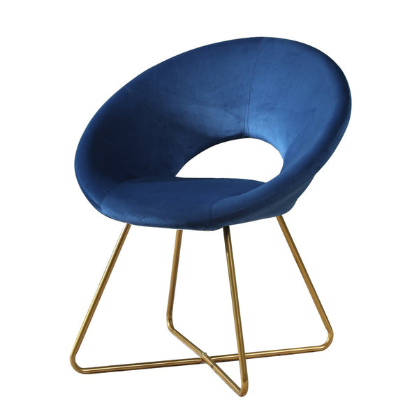 English Elm Slatina Plush Faux Fur Barrel Chair with Gold Sled Base for Bedroom or Living Room Blue T2574P164519