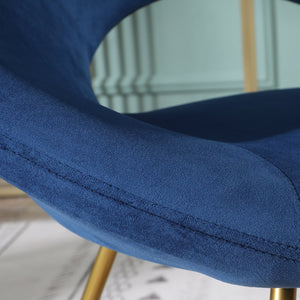 English Elm Slatina Plush Faux Fur Barrel Chair with Gold Sled Base for Bedroom or Living Room Blue T2574P164519