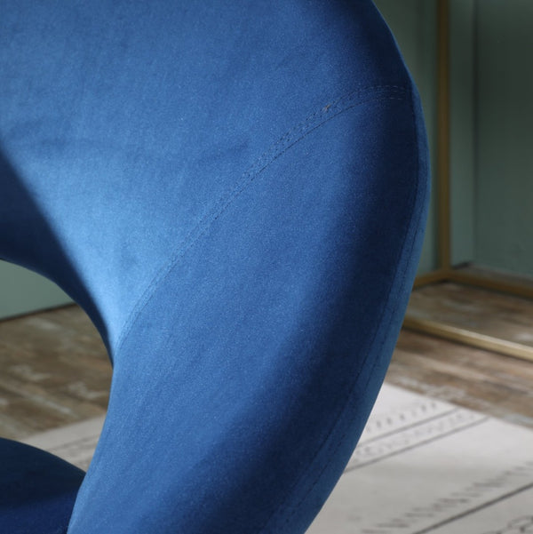 English Elm Slatina Plush Faux Fur Barrel Chair with Gold Sled Base for Bedroom or Living Room Blue T2574P164519