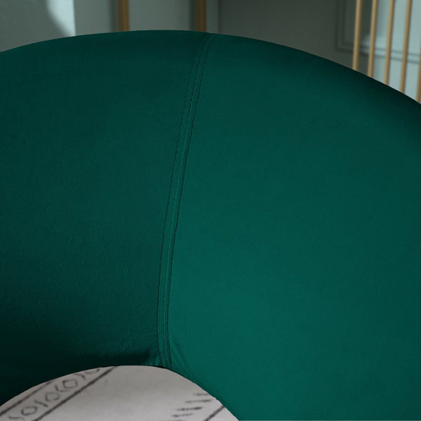 English Elm Slatina Plush Faux Fur Barrel Chair with Gold Sled Base for Bedroom or Living Room Green T2574P164520