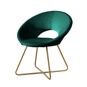 English Elm Slatina Plush Faux Fur Barrel Chair with Gold Sled Base for Bedroom or Living Room Green T2574P164520