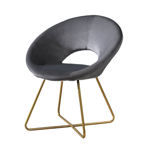English Elm Slatina Plush Faux Fur Barrel Chair with Gold Sled Base for Bedroom or Living Room Gray T2574P164521
