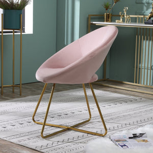 English Elm Slatina Plush Faux Fur Barrel Chair with Gold Sled Base for Bedroom or Living Room Pink T2574P164522