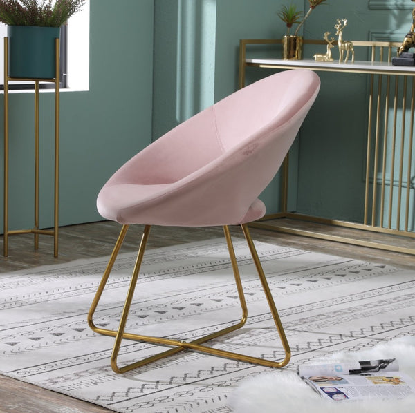 English Elm Slatina Plush Faux Fur Barrel Chair with Gold Sled Base for Bedroom or Living Room Pink T2574P164522