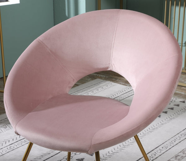 English Elm Slatina Plush Faux Fur Barrel Chair with Gold Sled Base for Bedroom or Living Room Pink T2574P164522