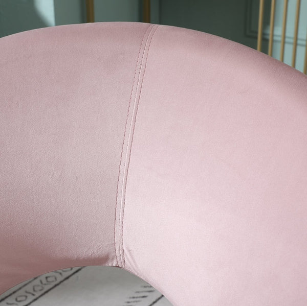 English Elm Slatina Plush Faux Fur Barrel Chair with Gold Sled Base for Bedroom or Living Room Pink T2574P164522