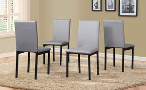 English Elm Noyes Faux Leather Upholstered Dining Chair Set of 4 Sleek Metal Frame Modern Gray T2574P164525