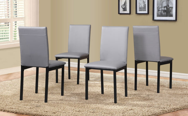 English Elm Noyes Faux Leather Upholstered Dining Chair Set of 4 Sleek Metal Frame Modern Gray T2574P164525