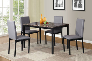 English Elm Noyes Faux Leather Upholstered Dining Chair Set of 4 Sleek Metal Frame Modern Gray T2574P164525