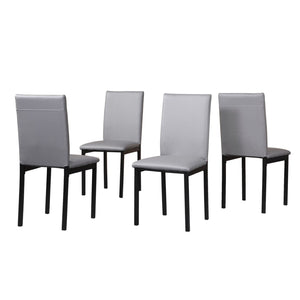 English Elm Noyes Faux Leather Upholstered Dining Chair Set of 4 Sleek Metal Frame Modern Gray T2574P164525