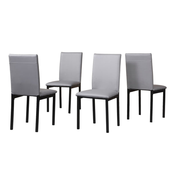 English Elm Noyes Faux Leather Upholstered Dining Chair Set of 4 Sleek Metal Frame Modern Gray T2574P164525