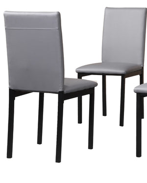 English Elm Noyes Faux Leather Upholstered Dining Chair Set of 4 Sleek Metal Frame Modern Gray T2574P164525
