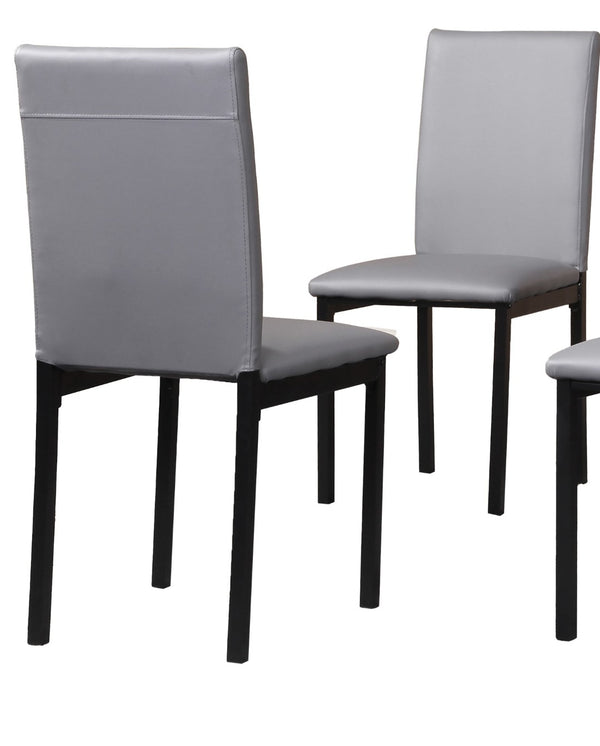 English Elm Noyes Faux Leather Upholstered Dining Chair Set of 4 Sleek Metal Frame Modern Gray T2574P164525