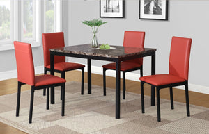 English Elm Noyes Faux Leather Upholstered Dining Chair Set of 4 Sleek Metal Frame Modern Red T2574P164526