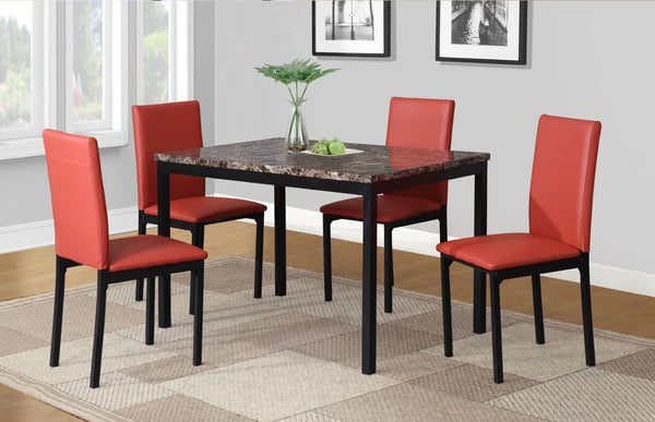 English Elm Noyes Faux Leather Upholstered Dining Chair Set of 4 Sleek Metal Frame Modern Red T2574P164526