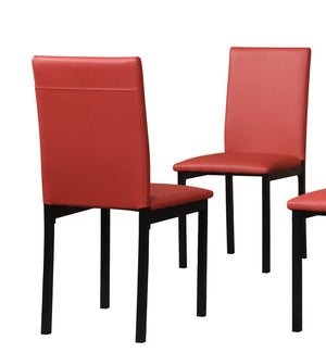English Elm Noyes Faux Leather Upholstered Dining Chair Set of 4 Sleek Metal Frame Modern Red T2574P164526