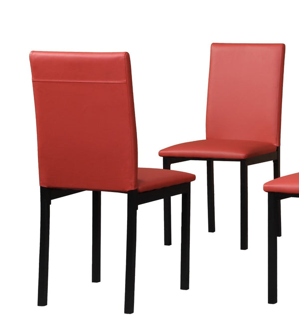 English Elm Noyes Faux Leather Upholstered Dining Chair Set of 4 Sleek Metal Frame Modern Red T2574P164526