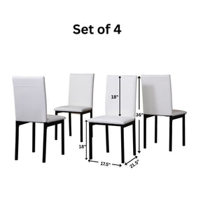 English Elm Noyes Faux Leather Upholstered Dining Chair Set of 4 Sleek Metal Frame Modern White T2574P164527