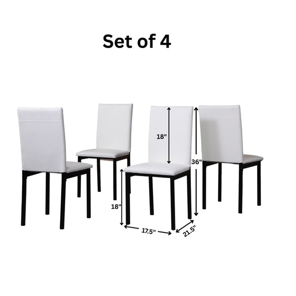 English Elm Noyes Faux Leather Upholstered Dining Chair Set of 4 Sleek Metal Frame Modern White T2574P164527