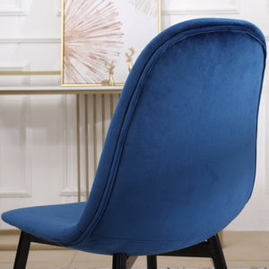 English Elm Lassan Mid-century Velvet Dining Chair Set of 4 with Gold-tipped Metal Legs Blue T2574P164528
